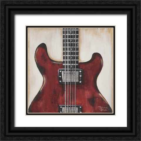 Fender - Red Guitar Black Ornate Wood Framed Art Print with Double Matting by Hakimipour-Ritter