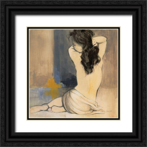 Waking Woman I - blue Black Ornate Wood Framed Art Print with Double Matting by Loreth, Lanie