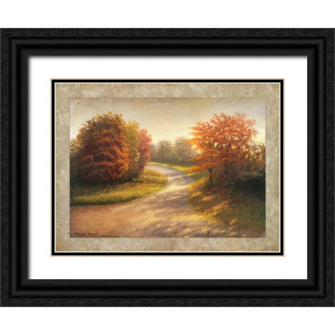 Autumn Lane I Black Ornate Wood Framed Art Print with Double Matting by Marcon, Michael