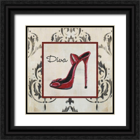 Diva Shoe Black Ornate Wood Framed Art Print with Double Matting by Hakimipour-Ritter