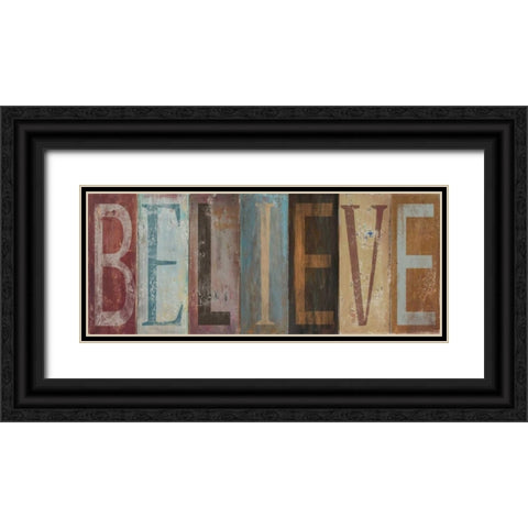BELIEVE Black Ornate Wood Framed Art Print with Double Matting by Pinto, Patricia