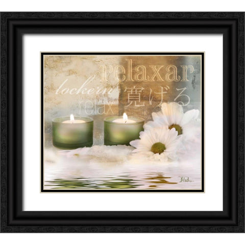 Relaxation I Black Ornate Wood Framed Art Print with Double Matting by Pinto, Patricia