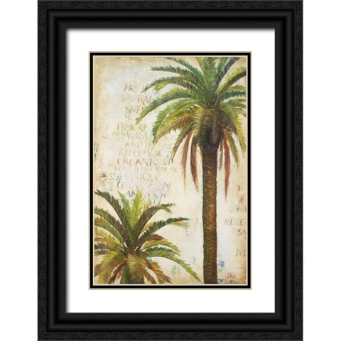 Palms and Scrolls I Black Ornate Wood Framed Art Print with Double Matting by Pinto, Patricia