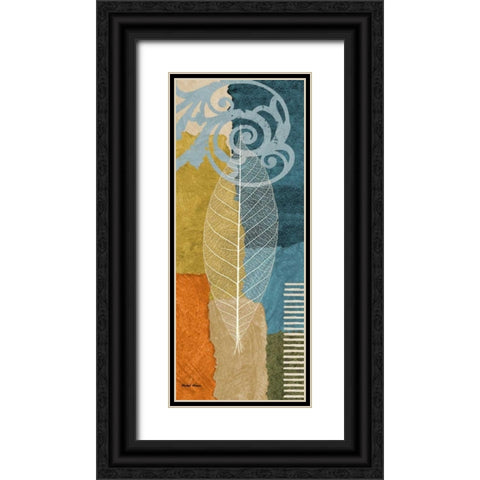 Blue Leaf II Black Ornate Wood Framed Art Print with Double Matting by Marcon, Michael