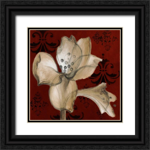 Amaryllis on Red I Black Ornate Wood Framed Art Print with Double Matting by Loreth, Lanie