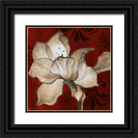 Amaryllis on Red II Black Ornate Wood Framed Art Print with Double Matting by Loreth, Lanie