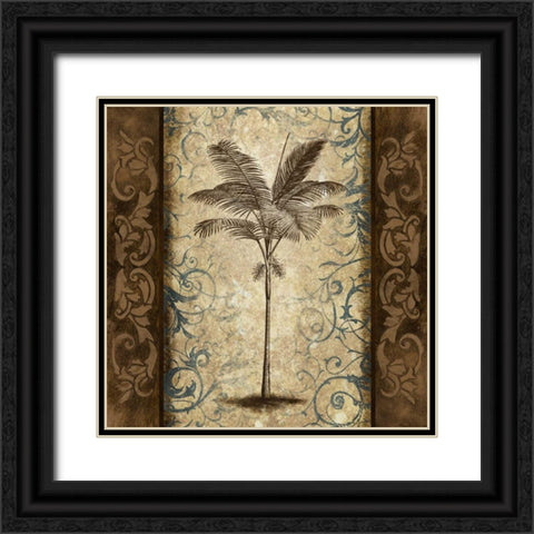 Palm Square I Black Ornate Wood Framed Art Print with Double Matting by Marcon, Michael