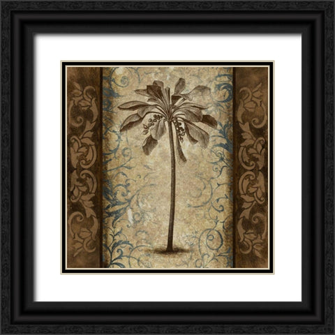 Palm Square II Black Ornate Wood Framed Art Print with Double Matting by Marcon, Michael