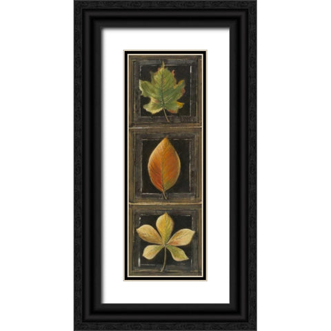 Three Leaves II Black Ornate Wood Framed Art Print with Double Matting by Pinto, Patricia