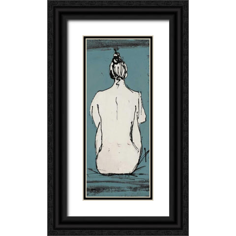 Nude Sketch on Blue II Black Ornate Wood Framed Art Print with Double Matting by Pinto, Patricia
