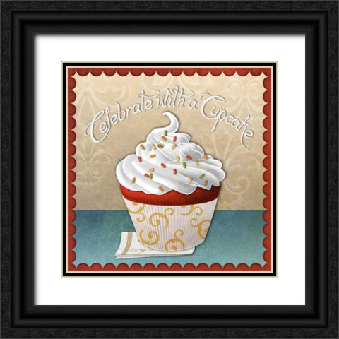 Cupcake II Black Ornate Wood Framed Art Print with Double Matting by SD Graphics Studio