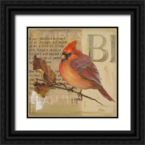 Red Love Birds I Black Ornate Wood Framed Art Print with Double Matting by Pinto, Patricia