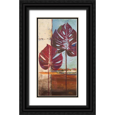 Red Leaves II Black Ornate Wood Framed Art Print with Double Matting by Pinto, Patricia