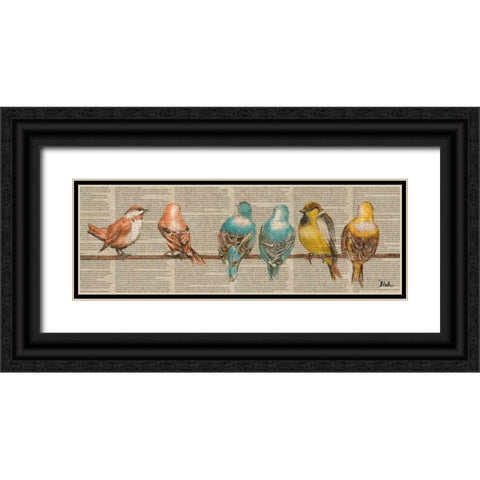 Gleeful Newsprint I Black Ornate Wood Framed Art Print with Double Matting by Pinto, Patricia