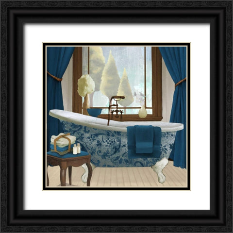 Blue View II Black Ornate Wood Framed Art Print with Double Matting by Medley, Elizabeth