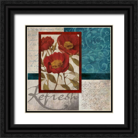 Red Botanicals I Black Ornate Wood Framed Art Print with Double Matting by Medley, Elizabeth