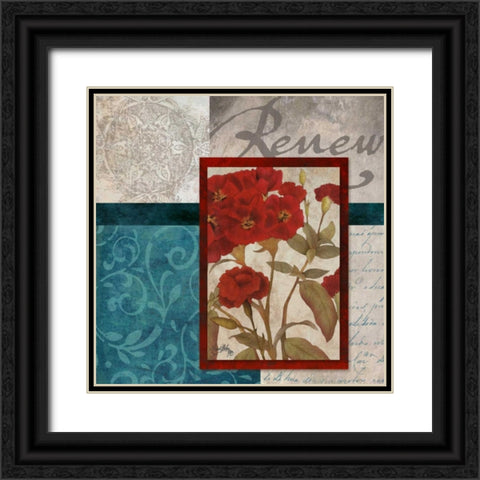 Red Botanicals II Black Ornate Wood Framed Art Print with Double Matting by Medley, Elizabeth