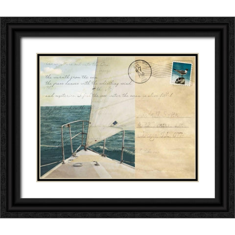 Voyage Postcard I Black Ornate Wood Framed Art Print with Double Matting by Bryant, Susan