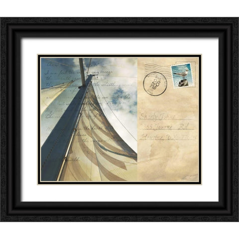 Voyage Postcard II Black Ornate Wood Framed Art Print with Double Matting by Bryant, Susan