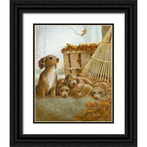 Autumn Playtime Black Ornate Wood Framed Art Print with Double Matting by Manning, Ruane