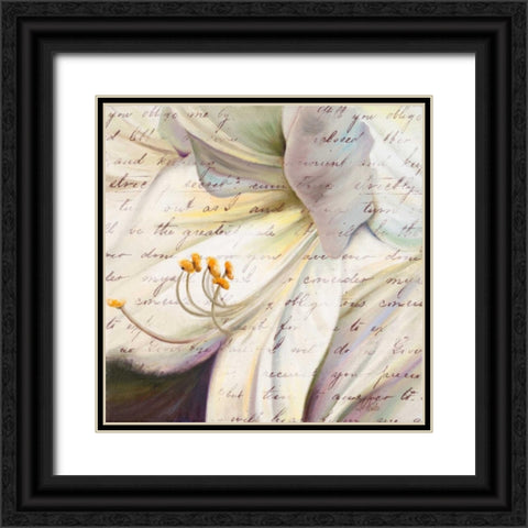 Lily Script I Black Ornate Wood Framed Art Print with Double Matting by Pinto, Patricia