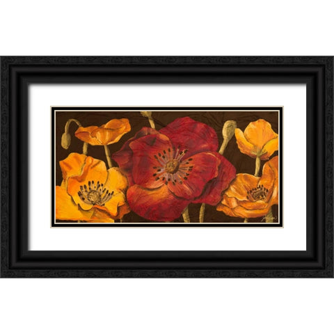 Dazzling Poppies I Black Ornate Wood Framed Art Print with Double Matting by Josefina