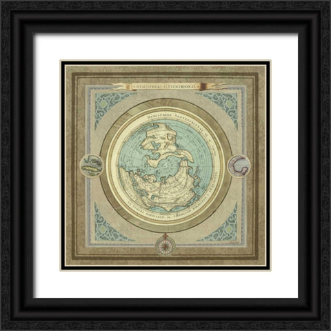 North and South Maps I Black Ornate Wood Framed Art Print with Double Matting by Medley, Elizabeth