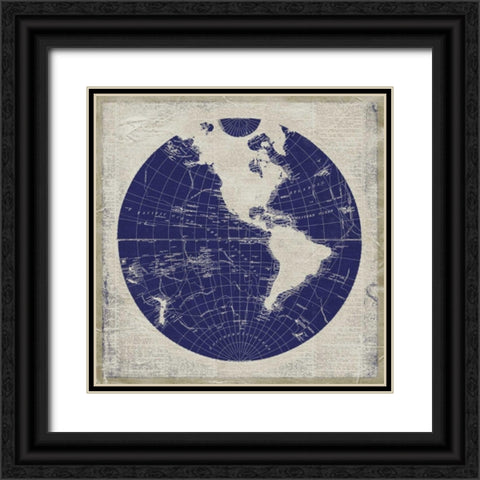 Blueprint Map I Black Ornate Wood Framed Art Print with Double Matting by Medley, Elizabeth