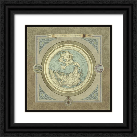 North and South Maps I Black Ornate Wood Framed Art Print with Double Matting by Medley, Elizabeth