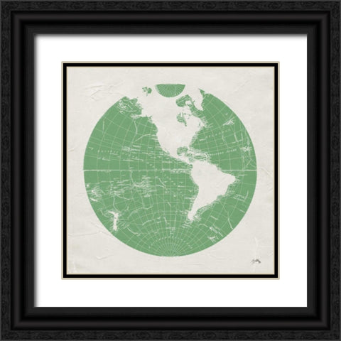 Green Globe I Black Ornate Wood Framed Art Print with Double Matting by Medley, Elizabeth