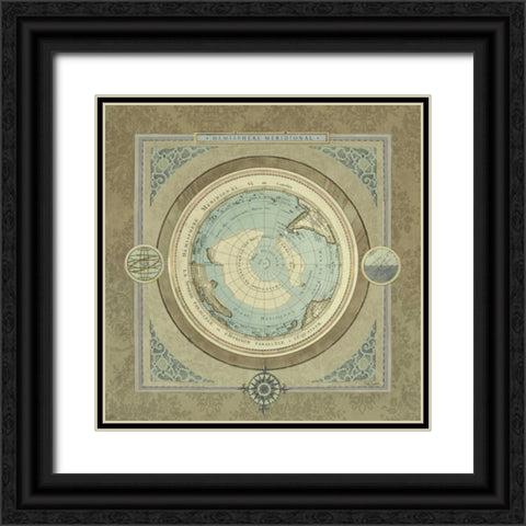 North and South Maps II Black Ornate Wood Framed Art Print with Double Matting by Medley, Elizabeth