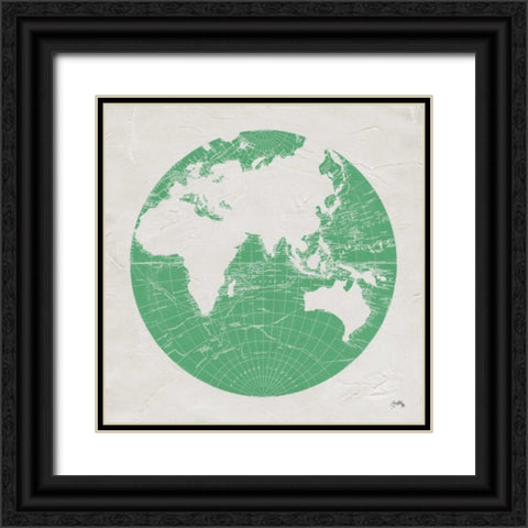 Green Globe II Black Ornate Wood Framed Art Print with Double Matting by Medley, Elizabeth