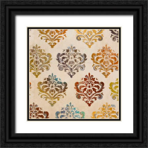 Colorful Damask Square II Black Ornate Wood Framed Art Print with Double Matting by Hakimipour, Tiffany