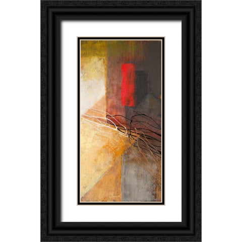 Red on Black II Black Ornate Wood Framed Art Print with Double Matting by Marcon, Michael