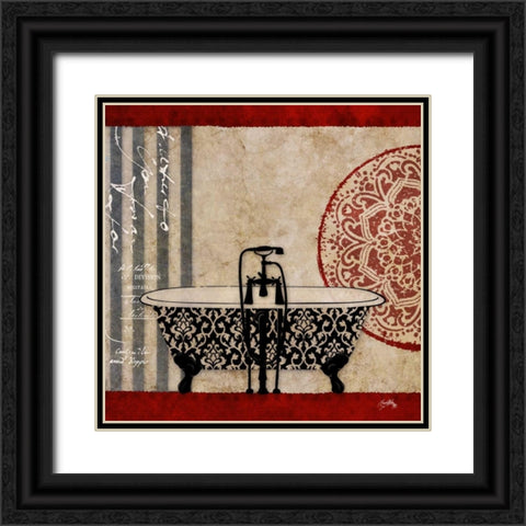 Red Garden Bath I Black Ornate Wood Framed Art Print with Double Matting by Medley, Elizabeth