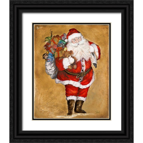 Jolly Night on Gold Black Ornate Wood Framed Art Print with Double Matting by Pinto, Patricia
