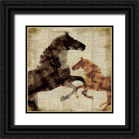 Horses I Black Ornate Wood Framed Art Print with Double Matting by Meneely, Dan