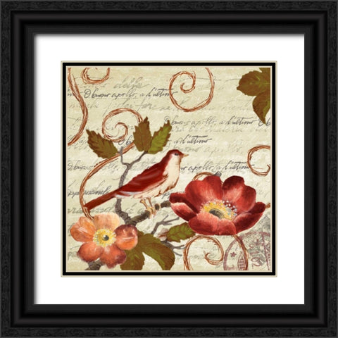 Avian on Red II Black Ornate Wood Framed Art Print with Double Matting by Loreth, Lanie