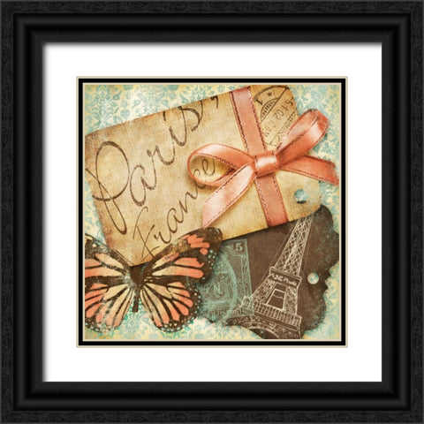 Vintage Travels I Black Ornate Wood Framed Art Print with Double Matting by SD Graphics Studio