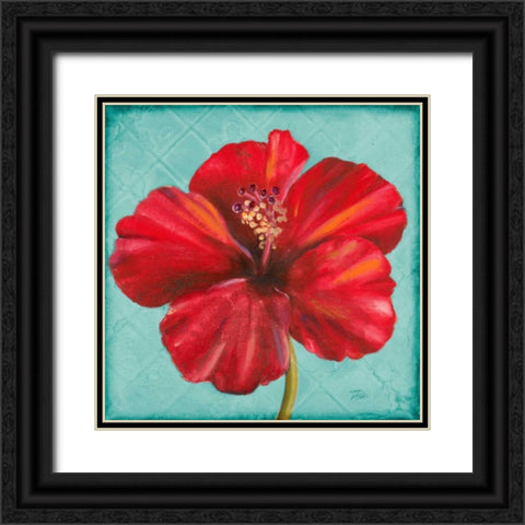Joyful Hibiscus Black Ornate Wood Framed Art Print with Double Matting by Pinto, Patricia