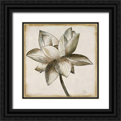 Sepia Lotus I Black Ornate Wood Framed Art Print with Double Matting by Pinto, Patricia