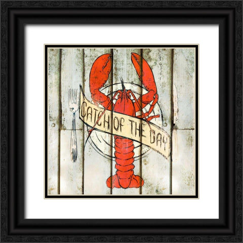 Catch of the Day Square Black Ornate Wood Framed Art Print with Double Matting by SD Graphics Studio