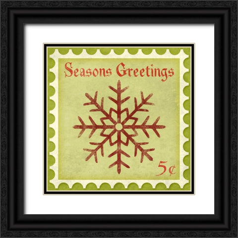 Holiday Stamp I Black Ornate Wood Framed Art Print with Double Matting by SD Graphics Studio