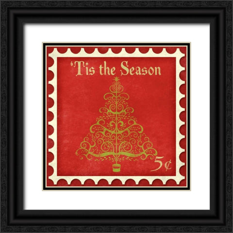 Holiday Stamp II Black Ornate Wood Framed Art Print with Double Matting by SD Graphics Studio
