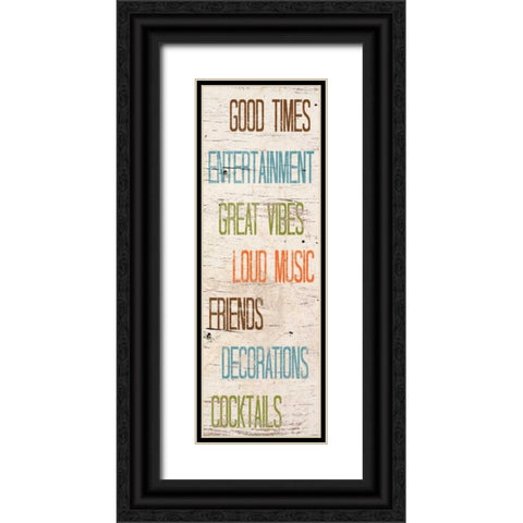 Social II Black Ornate Wood Framed Art Print with Double Matting by SD Graphics Studio