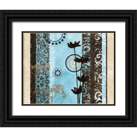 Blue Santorini Garden II Black Ornate Wood Framed Art Print with Double Matting by Marcon, Michael
