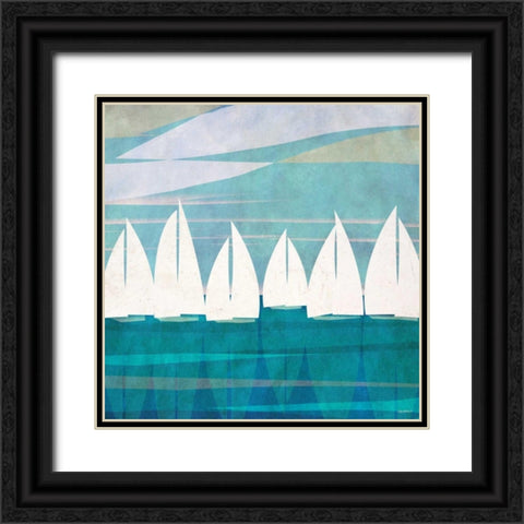 Afternoon Regatta I Black Ornate Wood Framed Art Print with Double Matting by Meneely, Dan