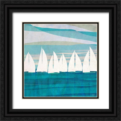 Afternoon Regatta II Black Ornate Wood Framed Art Print with Double Matting by Meneely, Dan