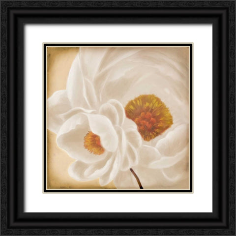 White Peonies II Black Ornate Wood Framed Art Print with Double Matting by Rhyan, Vivien