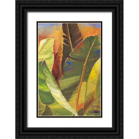 Through the Leaves Square Panel II Black Ornate Wood Framed Art Print with Double Matting by Pinto, Patricia
